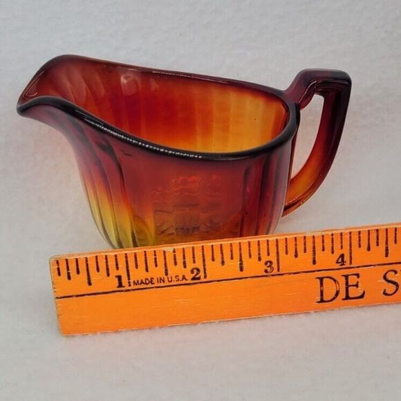 Vintage Amberina Peach Iridescent Glass Creamer Pitcher Mid Century Modern MCM - Picture 6 of 7